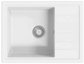 Jednokomorowy biały kuchenny zlew granitowy D3-A45