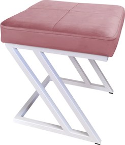 Pufa ZETA tkanina Welur loft ławka podnóżek metal : Kolor Stelaża - Biały, Kolor tkaniny - VELVET - MG58, Typ tkaniny - Velvet