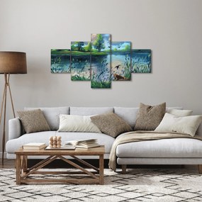Obraz - Obraz olejny, Wczesny letni wieczór nad jeziorem (125x70 cm)