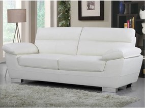 Sofa stacjonarna ze skóry wtórnie przetworzonej i PVC "Dallas" - Biały - 3 siedzenia - 210 x 88 x 90 cm