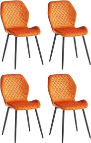 Zestaw krzeseł 4 szt. - tkanina i czarny metal - pomarańczowy - LASTA