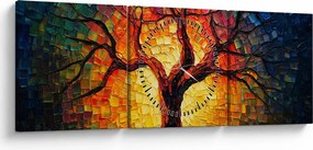 Obraz - Drzewo życia w mozaice (z zegarem) (90x30 cm)