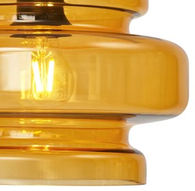 Lampa podłogowa w stylu Retro czarna z pomarańczowym szkłem - Denise Retro Oswietlenie wewnetrzne