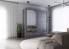 Szafa Lorenza 200 cm – nowoczesna szafa przesuwna z lustrem, 3 kolory mat i 2 połysk