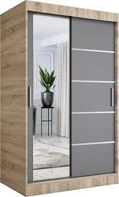 Szafa przesuwna 120 cm dąb sonoma + antracyt H7-E68