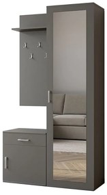 Garderoba POLA do przedpokoju z lustrem i szafką na buty - szary mat