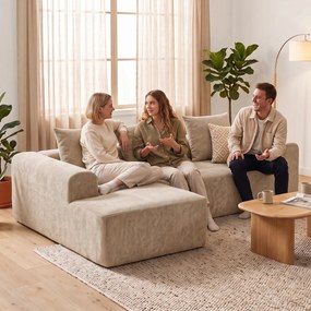 HOMCOM Narożnik z szezlongiem, bezramowa sofa w kształcie L z chenille, głębokie siedzisko, sprężyny kieszeniowe, beżowy | Aosom PL