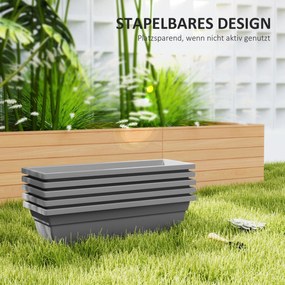 Outsunny Zestaw 5 Doniczek z Plastiku dla Tarasu, Ogrodu, Balkonu, 59 x 21 x 16 cm, Szary