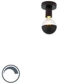 Designerska lampa sufitowa czarna z reflektorem G95 czarnym - Facile