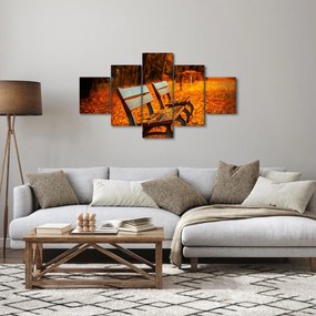 Obraz ławki jesienią (125x70 cm)