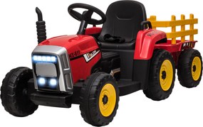 HOMCOM Traktor dla dzieci z przyczepą Czerwony pojazd dla maluchów 1365x50x525 cm Zabawa na świeżym powietrzu | Aosom PL