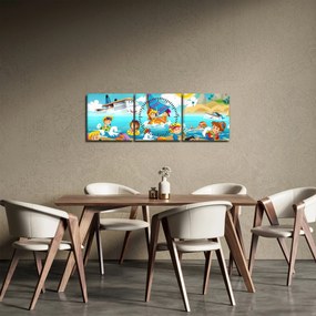 Obraz - Dzień na plaży (z zegarem) (90x30 cm)