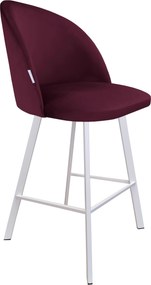 Hoker Colin krzesło barowe tkanina Welur podstawa metalowa hoker nowoczesny : Kolor nogi - Biały profil, Kolor tkaniny - VELVET - MG02, Typ siedziska - Siedzisko stałe