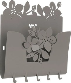 Wieszak na klucze Romeo 28x5x24 cm z żelaza w kolorze mud, dekoracyjny design, montaż ścienny, made in Italy