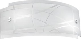 Kinkiet Nereide 35x14cm z białego szkła satynowego z sitodrukiem 2XE14, nowoczesny kinkiet z chromowaną podstawą, IP20, maks. 2x28W