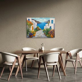 Obraz na szkle - Grecka uliczka (70x50 cm)