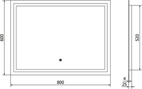 Mexen Miko lustro łazienkowe podświetlane 100 x 80 cm, LED 6000K, antypara - 9819-100-080-611-00
