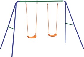 Outsunny Konstrukcja huśtawki dla dzieci z 2 siedzeniami huśtawki, dla 3-8 lat, stal, 2,7 x 1,6 x 1,8 m