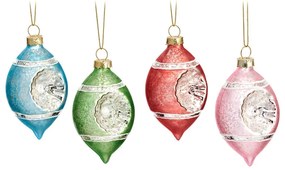Szklane ozdoby świąteczne wykonane ręcznie zestaw 4 szt. ø 5,5 cm Vintage – Sass &amp; Belle