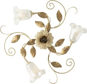 Lampa sufitowa w koszyku z żelaza lakierowanego na kolor kości słoniowej z 3 światłami H.17 Ø56 BL274-PL3-AV