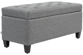 HOMCOM Ławka, Polster z Miejscem do Przechowywania, Tkanina Poliestrowa, Drewno Kauczukowe, 100 x 40 x 44 cm, Jasnoszary