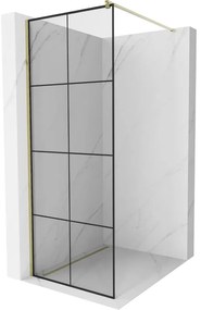 Mexen Kioto ścianka prysznicowa Walk-in 70 x 200 cm, czarny wzór 8 mm, złota - 800-070-101-50-77