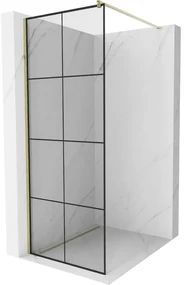Mexen Kioto ścianka prysznicowa Walk-in 70 x 200 cm, czarny wzór 8 mm, złota - 800-070-101-50-77