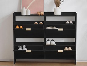 Nowoczesna szafka na buty - 4 klapki - Czarna