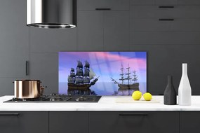 Panel Szklany Kolorowe Łodzie Na Falach