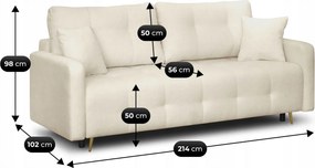 Sofa z Funkcją Spania SEUL Rozkładana Dwuosobowa Beżowa Boucle Nowoczesna