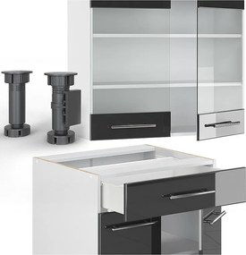 Pojedyncza kuchnia antracytowy wysoki połysk/biały 140x60x81.6 fame-line