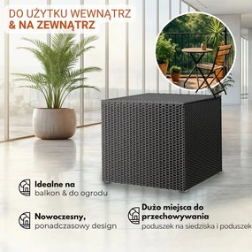 Polirattanowy pojemnik na schowek RICCO, 318L, 75x75x70 cm, czarna Casaria
