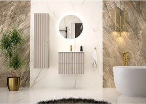 Kaszmirowy Zestaw Łazienkowy 60cm Szafka z Umywalką Słupek Ryflowane Fronty Aqua