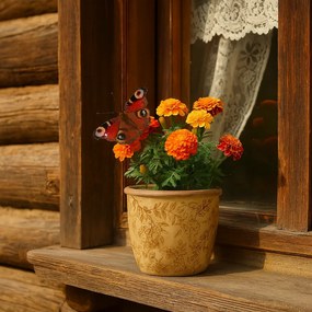Osłonka ceramiczna na kwiaty Flores retro, 11 x 10 cm, 11 cm