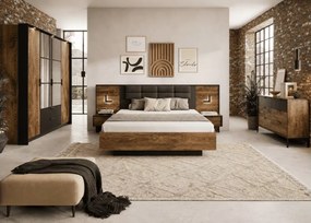 Janico 160x200 – eleganckie łóżko sypialniane z tapicerowanym zagłówkiem i pojemnikiem