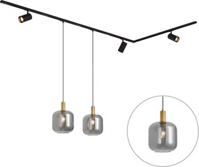 Nowoczesny system szynowy czarny z 2 lampami wiszącymi i 3 reflektorami 1-fazowy - Iconic Zuzanna Jeana Luxe