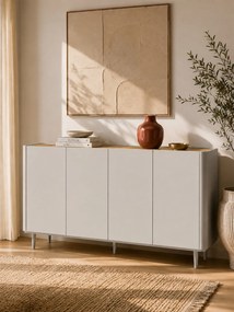 Komoda Elivo 200 cm czterodrzwiowa na nóżkach - kaszmir / dąb olejowany