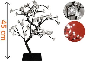 Dekoracyjne LED drzewo z kwiatami - 45 cm, zimna biel