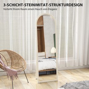HOMCOM Lustrzany w całości, 50 x 160 cm, stojący, lustrzany do ściany, rama łukowa, biały