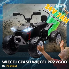 AIYAPLAY Elektryczny Quad dla Dzieci, 24V Pojazd z 4 Kołami, Reflektory, Port USB, Funkcja MP3, 6,5 km/h, 3-8 lat