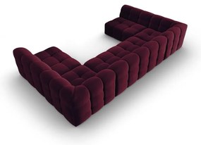 Bordowy aksamitny narożnik (w kształcie litery "U") Kendal – Micadoni Home