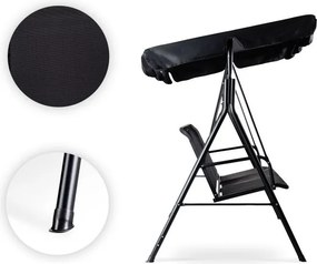 Huśtawka ogrodowa Toreno z daszkiem regulowanym, siatka tekstylna czarna