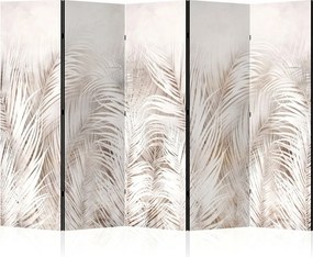 Parawan pokojowy 5-częściowy 225x172 Dwustronny dekoracyjny boho minimalistyczny Beżowy Białe Liście Palmy