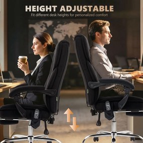 Vinsetto Ergonomiczny fotel biurowy z funkcją masażu, podnóżek, obrotowy, na kółkach, czarny | Aosom PL
