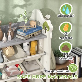 AIYAPLAY Regał dziecięcy na zabawki i książki z 9 pojemnikami, do pokoju dziecięcego, przedszkola, plastikowy, kolor kremowy