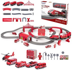 Woopie kolejka elektryczna tor samochodowy straż helikopter auta 92 el.