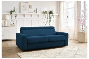 Ciemnoniebieska sztruksowa rozkładana sofa 215 cm Monaco – Bobochic Paris