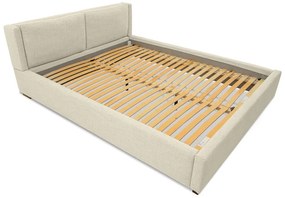 Beżowe tapicerowane łóżko dwuosobowe ze stelażem 160x200 cm Dreamer – Scandic