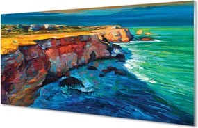 Szklany Panel Skały nad Brzegiem Morza