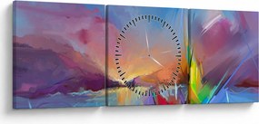 Obraz - Zachód słońca (z zegarem) (90x30 cm)
